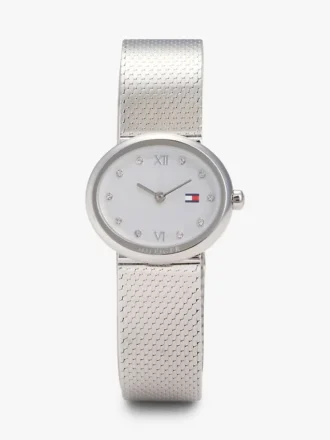 25MM Oval Crystal Accent Mesh Watch