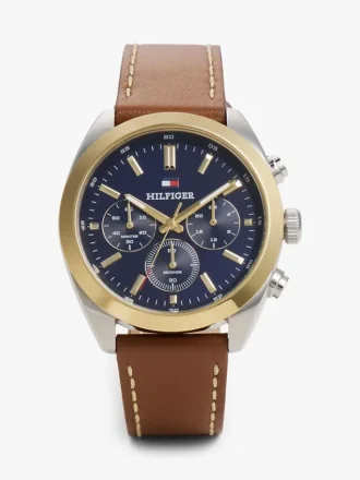 40MM Leather Strap Chronograph Watch
