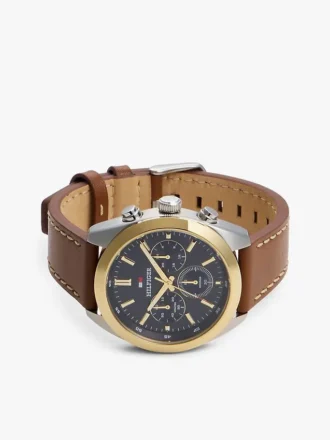 40MM Leather Strap Chronograph Watch