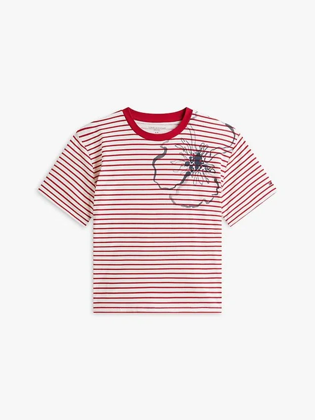 Abstract Floral Print Stripe T-Shirt Abstract Floral Print Stripe T-Shirt