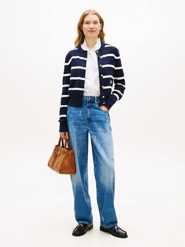 Allover Crest Mid-Rise Barrel Jean Allover Crest Mid-Rise Barrel Jean