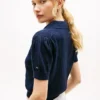 Allover Flag Logo Pointelle Sweater Polo Allover Flag Logo Pointelle Sweater Polo