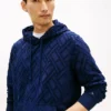 Allover Flag Logo Velour Jacquard Hoodie