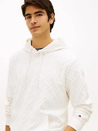 Allover Flag Logo Velour Jacquard Hoodie