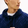 Allover Flag Logo Velour Jacquard Hoodie