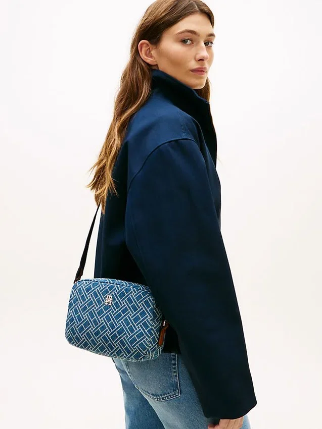Allover Flag Print Denim Crossbody Bag Allover Flag Print Denim Crossbody Bag