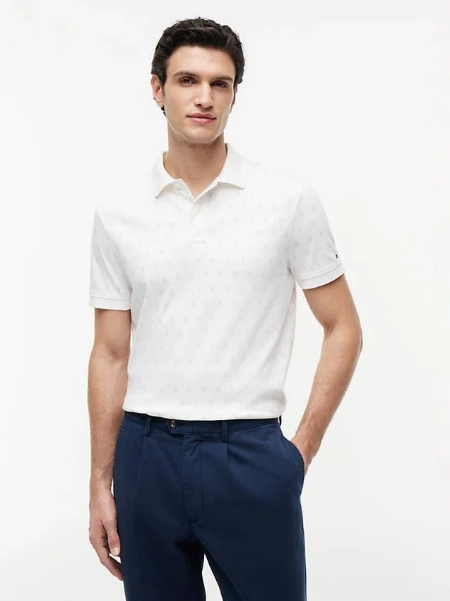 Allover Flag Print Interlock Polo Allover Flag Print Interlock Polo