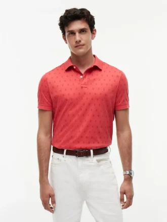 Allover Flag Print Interlock Polo