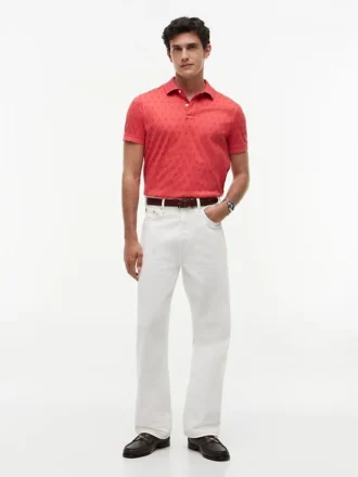 Allover Flag Print Interlock Polo