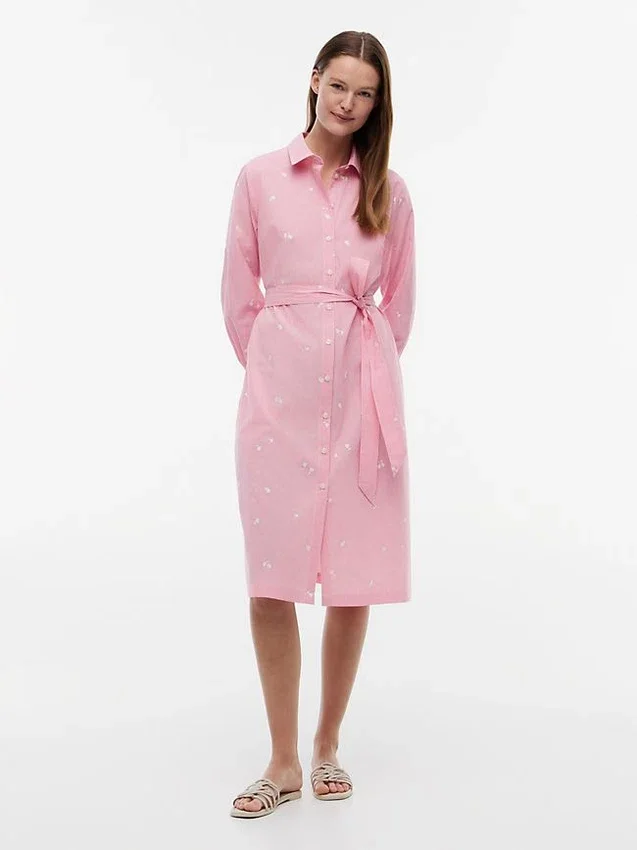 Allover Floral Striped Midi Shirtdress Allover Floral Striped Midi Shirtdress