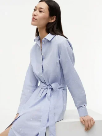 Allover Floral Striped Midi Shirtdress