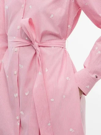 Allover Floral Striped Midi Shirtdress