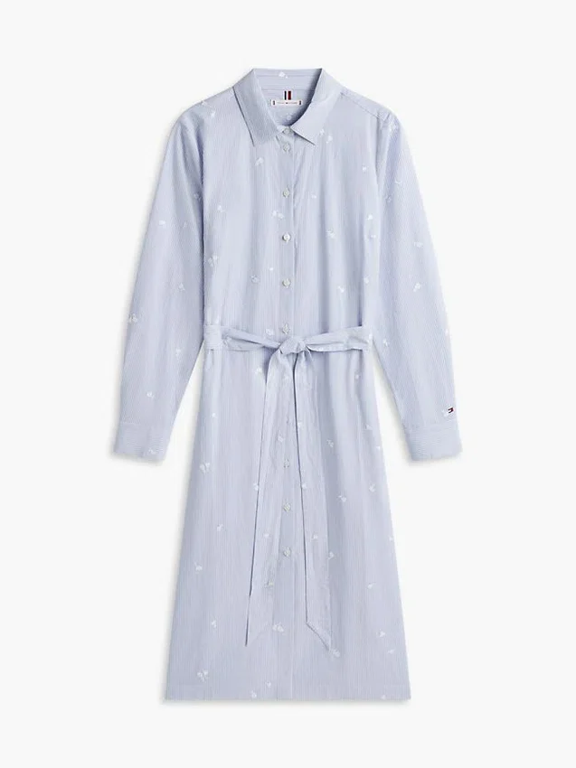 Allover Floral Striped Midi Shirtdress Allover Floral Striped Midi Shirtdress