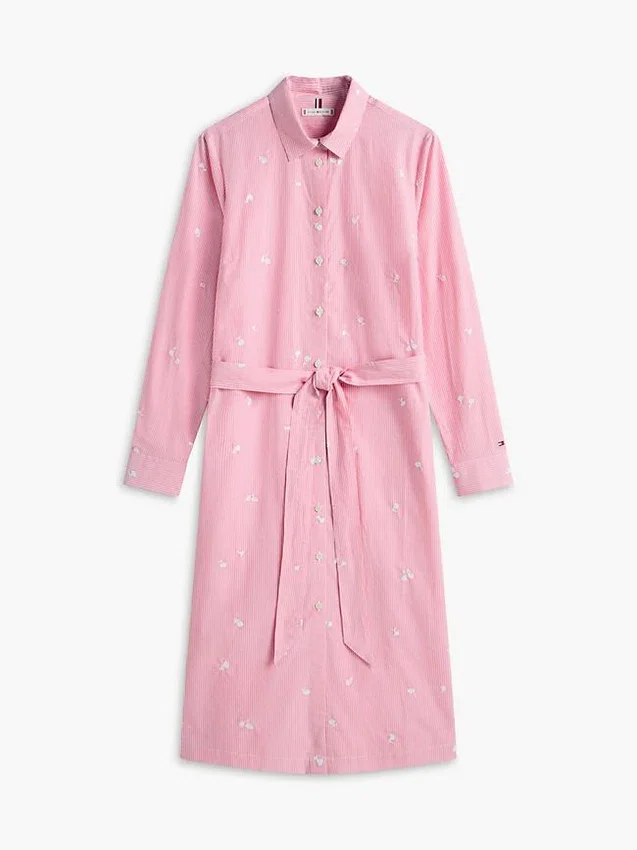 Allover Floral Striped Midi Shirtdress Allover Floral Striped Midi Shirtdress