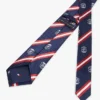 Allover Monogram Crest Striped Silk Tie