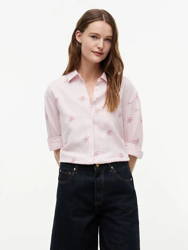 Allover Monogram Linen-Blend Shirt Allover Monogram Linen-Blend Shirt