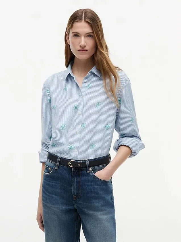 Allover Monogram Linen-Blend Shirt Allover Monogram Linen-Blend Shirt