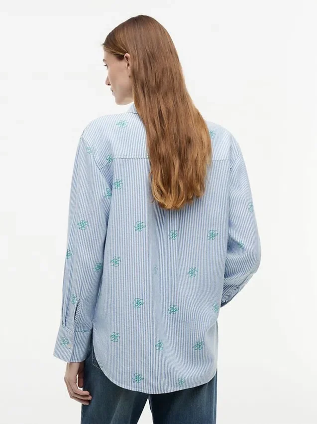 Allover Monogram Linen-Blend Shirt Allover Monogram Linen-Blend Shirt