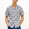 Allover Script Monogram Linen Camp Shirt Allover Script Monogram Linen Camp Shirt