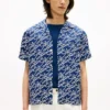 Allover Script Monogram Linen Camp Shirt Allover Script Monogram Linen Camp Shirt