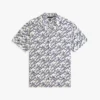 Allover Script Monogram Linen Camp Shirt Allover Script Monogram Linen Camp Shirt