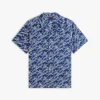 Allover Script Monogram Linen Camp Shirt Allover Script Monogram Linen Camp Shirt