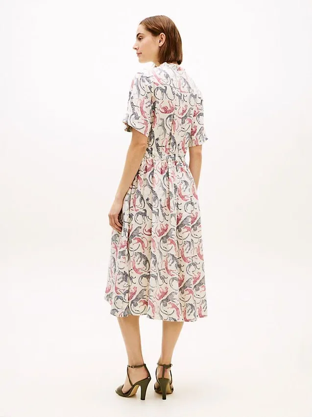 Animal Print Linen Midi Shirtdress Animal Print Linen Midi Shirtdress