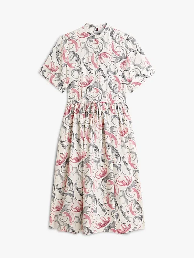 Animal Print Linen Midi Shirtdress Animal Print Linen Midi Shirtdress