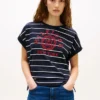 Arch Logo Striped Dolman Sleeve T-Shirt