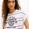 Arch Logo Striped Dolman Sleeve T-Shirt