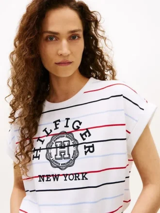 Arch Logo Striped Dolman Sleeve T-Shirt