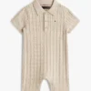 Babies’ Cable Knit Polo Shortall
