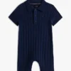 Babies’ Cable Knit Polo Shortall