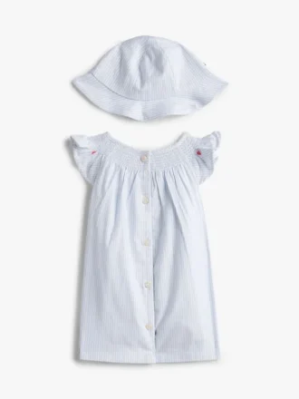 Babies’ Striped Dress and Hat Gift Set