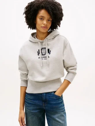 Badge Crest Logo Brushed-Back Hoodie