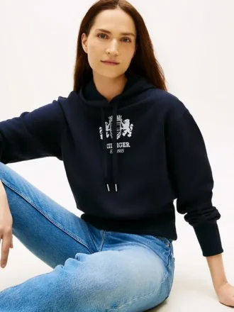 Badge Crest Logo Brushed-Back Hoodie