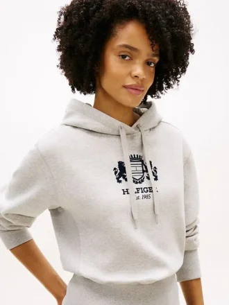 Badge Crest Logo Brushed-Back Hoodie