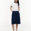 Belted Denim Skirt