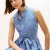 Belted Gingham Seersucker Midi Dress