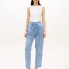 Belted Gingham Seersucker Tapered Pant
