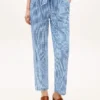 Belted Gingham Seersucker Tapered Pant
