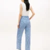 Belted Gingham Seersucker Tapered Pant