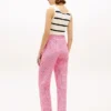 Belted Gingham Seersucker Tapered Pant