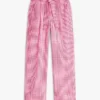 Belted Gingham Seersucker Tapered Pant