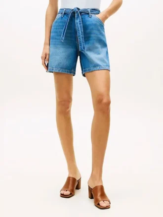 Belted High-Rise Denim Short