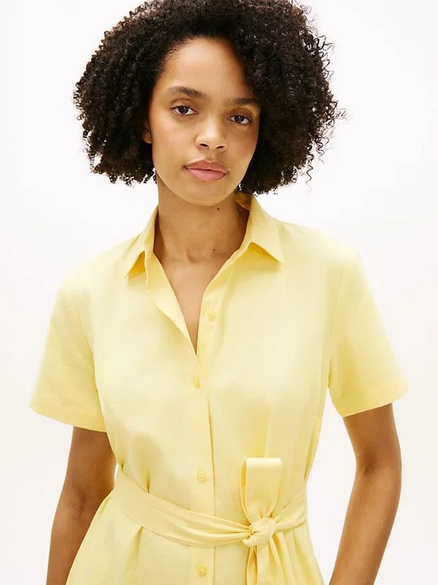 Belted Linen-Cotton Blend Shirtdress Belted Linen-Cotton Blend Shirtdress