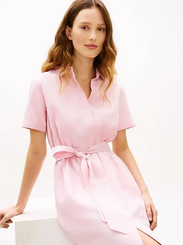 Belted Linen-Cotton Blend Shirtdress Belted Linen-Cotton Blend Shirtdress