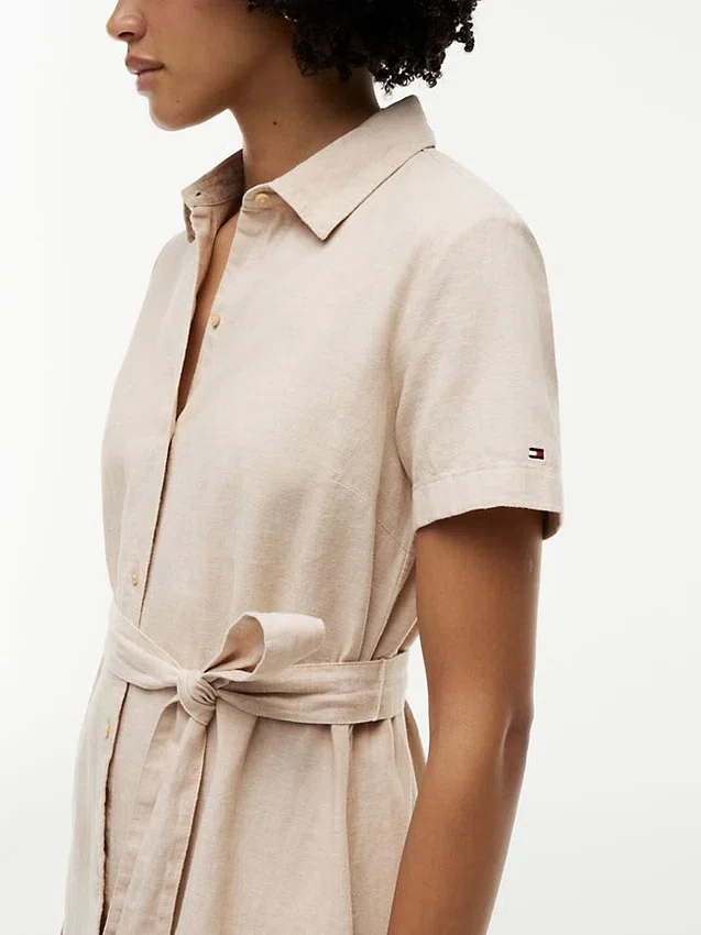Belted Linen-Cotton Blend Shirtdress Belted Linen-Cotton Blend Shirtdress