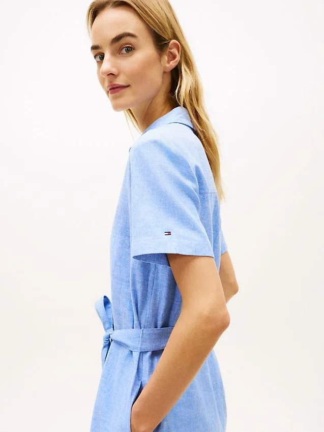 Belted Linen-Cotton Blend Shirtdress Belted Linen-Cotton Blend Shirtdress