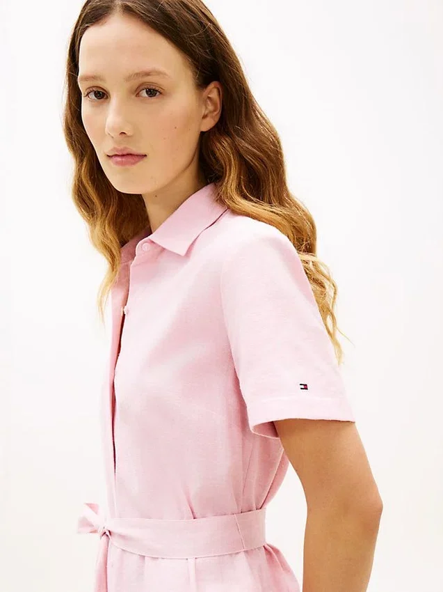 Belted Linen-Cotton Blend Shirtdress Belted Linen-Cotton Blend Shirtdress